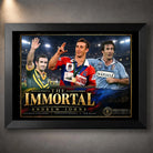 Black framed The Immortal Andrew Johns rugby league wall art featuring Australia, Newcastle Knights and NSW Blues imagery.