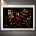 White framed Cristiano Ronaldo Manchester United football wall art with clean collector presentation for modern rooms.