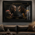 Michael Jordan and Kobe Bryant man cave wall art in a black frame, styled as premium NBA sports memorabilia collectible.