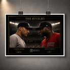Unframed Jeter vs Ortiz baseball rivalry artwork showing both players face to face under stadium lights