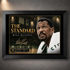 Black framed Bill Russell wall art featuring The Standard basketball collector design in a clean product presentation.
