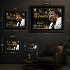 Bill Russell wall art size guide showing the available framed and unframed dimensions from small through extra large.