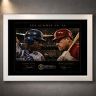 White framed Sosa vs McGwire Summer of ’98 baseball wall art, designed as a premium limited edition sports collectible.