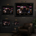 Size guide showing The Take Over framed basketball wall art in small, medium, large and XL dimensions.