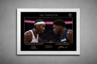 White-framed Shai Gilgeous-Alexander vs Anthony Edwards artwork, modern sports wall art highlighting intense NBA rivalry.