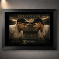 Babe Ruth and Lou Gehrig framed baseball wall art titled The Titans in a premium black frame.