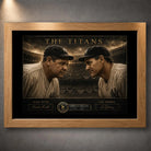 Babe Ruth and Lou Gehrig baseball wall art titled The Titans in a premium oak frame.
