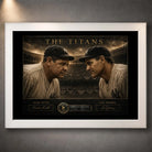 Babe Ruth and Lou Gehrig baseball wall art titled The Titans in a clean premium white frame.