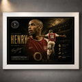 Thierry Henry Arsenal sports wall art shown in a white frame against a textured gallery wall.