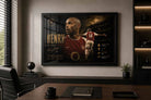 Thierry Henry framed sports wall art displayed in a modern office inspired by Arsenal legend décor.