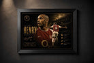 Thierry Henry Arsenal framed sports wall art in a black frame with premium collector-style design details.