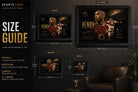 Thierry Henry Arsenal sports wall art size guide showing framed print dimensions for modern interiors.