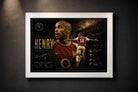 Thierry Henry Arsenal framed sports wall art in a white frame with premium collector-style presentation.