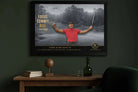Tiger Woods framed golf sports wall art hanging in a stylish living room, premium decor for golf fans.