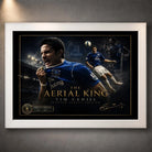 Tim Cahill Everton wall art shown in a white frame with black mat border and limited edition badge.