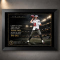 Tom Brady NFL wall art in a black frame with stadium backdrop, quote design and limited edition collector styling.