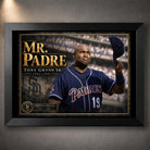Black-framed Tony Gwynn Mr. Padre baseball wall art tribute showing the San Diego Padres legend tipping his cap.