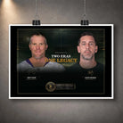 Unframed Favre and Rodgers wall art print featuring the Two Eras One Legacy quarterback composition.