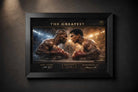 Limited‑edition framed sports memorabilia of Tyson vs Ali in black finish, crafted for premium boxing fans.