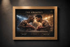 Elegant oak‑frame sports wall art featuring Tyson and Ali, perfect for modern man cave décor and display.