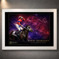 Verry Elleegant 2021 Melbourne Cup wall art in a white frame, featuring the winning mare and jockey in a cinematic racing design.