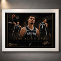 Victor Wembanyama The Alien Era limited edition basketball wall art in a premium white frame.