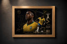 Vinicius Junior premium sports collectibles artwork displayed in an oak wood frame with luxury styling.