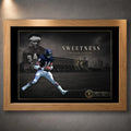 Oak framed Walter Payton wall art featuring the Sweetness tribute for a warm American football collector display.