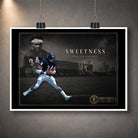 Unframed Walter Payton wall art featuring the Sweetness tribute with number 34, stadium backdrop and gold design accents.