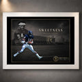 White framed Walter Payton wall art featuring the Sweetness tribute for a clean American football collector display.