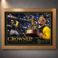 William Contreras Crowned baseball wall art in an oak-colour frame, with navy and gold Brewers imagery.