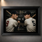 Black framed Williams vs DiMaggio baseball wall art featuring The Summer of ’41 rivalry tribute.