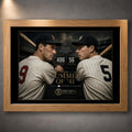 Oak framed Williams vs DiMaggio baseball wall art featuring The Summer of ’41 design.