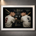 White framed Williams vs DiMaggio baseball wall art featuring The Summer of ’41 design.