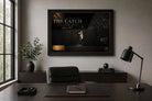 Willie Mays The Catch framed sports art styled in a modern office, honoring his 1954 World Series grab at Polo Grounds.
