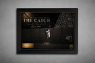 Black framed Willie Mays The Catch baseball sports wall art with vintage Polo Grounds detail and limited edition plaque.