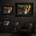 Alan Jones World Champion 1980 wall art size guide showing the available framed dimensions.
