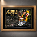 Oak framed Alan Jones World Champion 1980 wall art for Formula One and motorsport collectors.