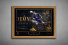 Oak-framed Zinedine Zidane France 1998 limited edition print designed as premium man cave wall décor.