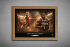 Zion Williamson framed sports memorabilia in an elegant oak frame highlighting powerful NBA action and collector-quality artwork.